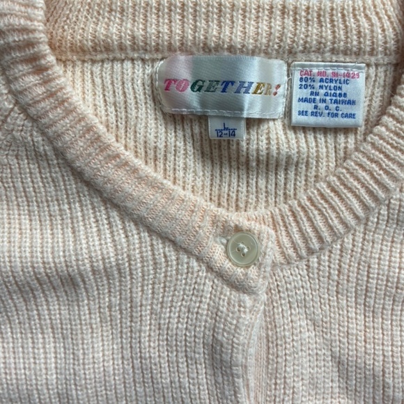 Vintage Colorblock Oversize Cardigan - Pastel a butter yellow powder pink -L - Picture 6 of 8